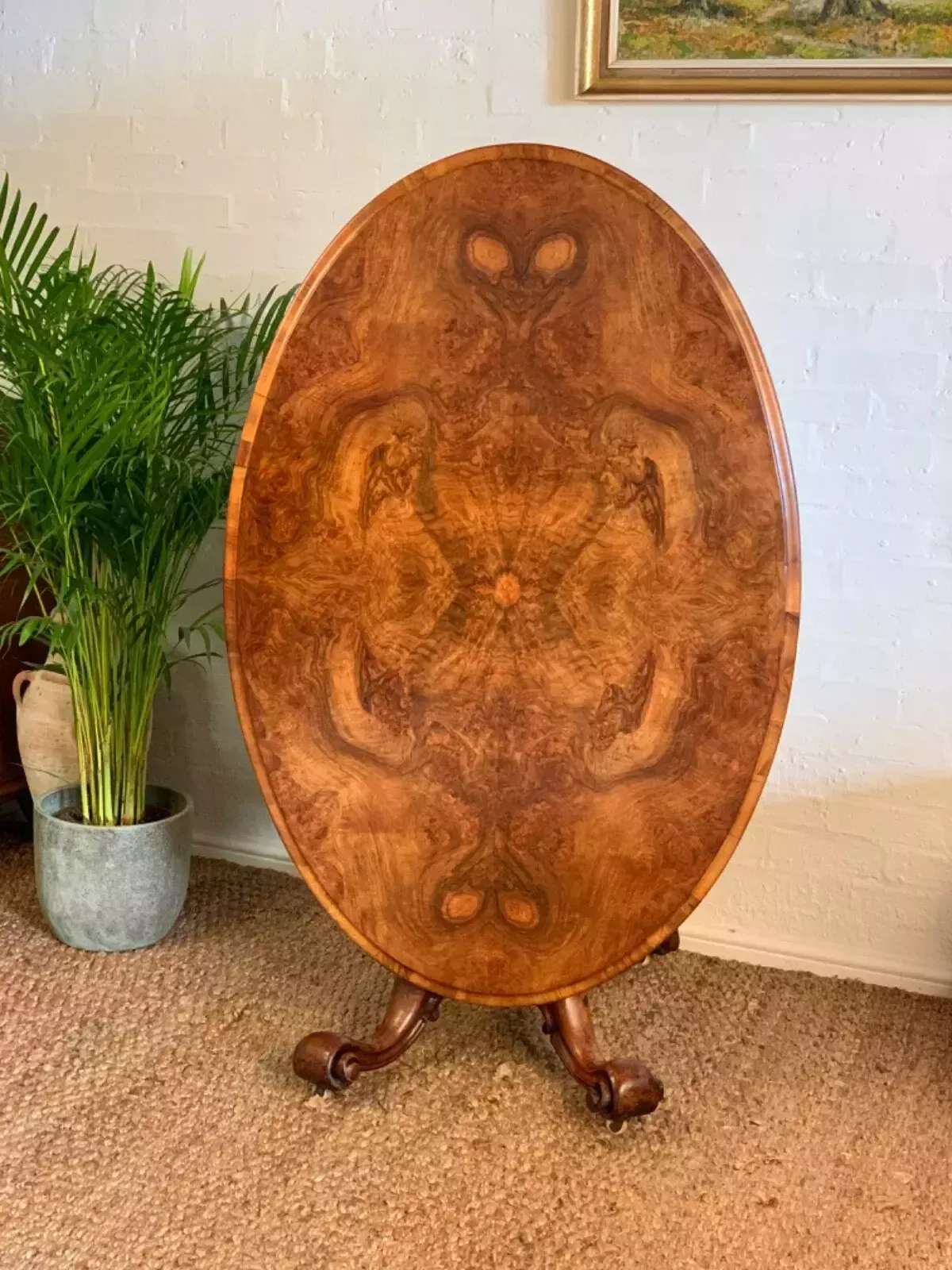 Antique Victorian Figured Walnut Center Table