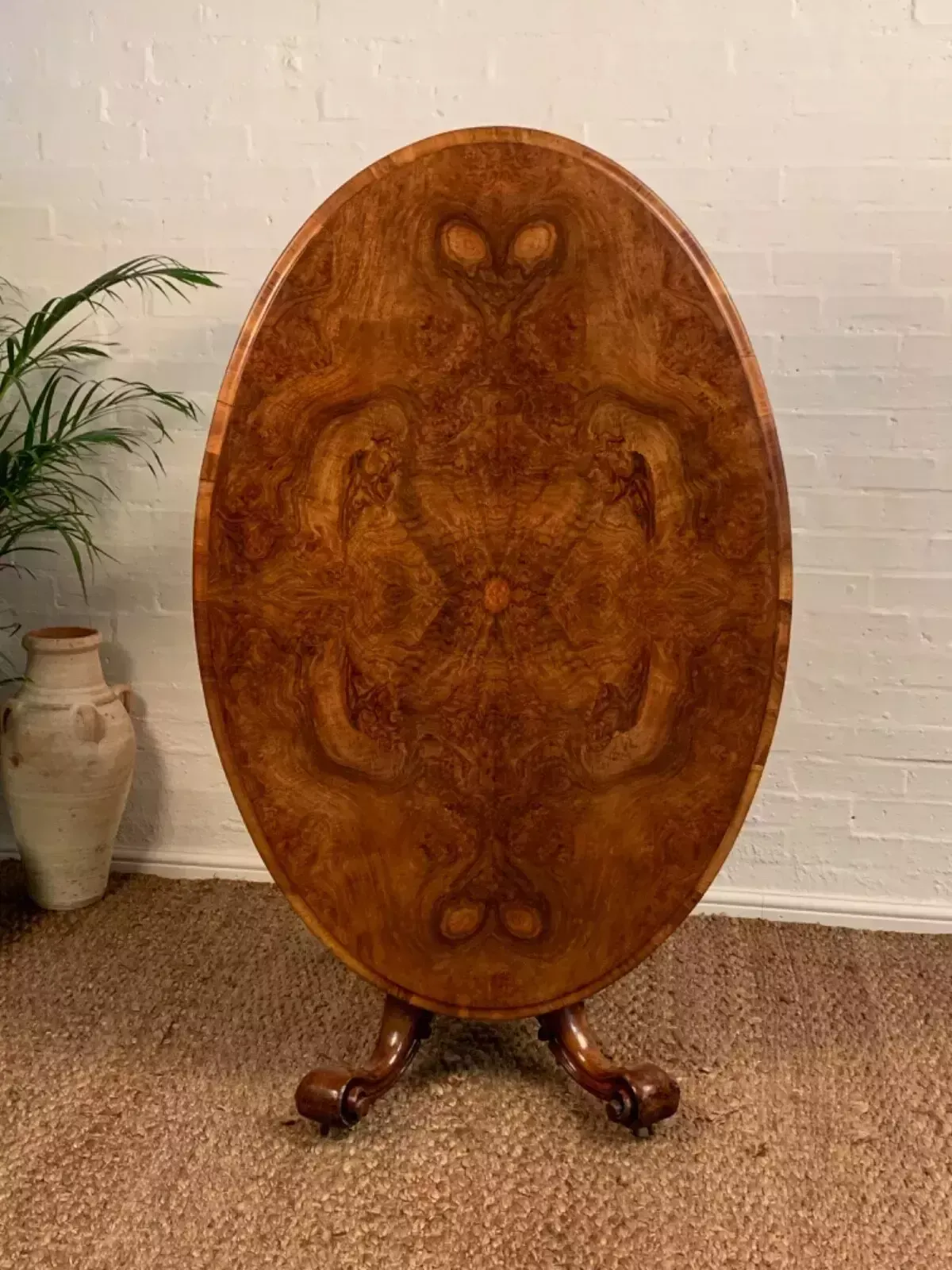 Antique Victorian Figured Walnut Center Table photo 1250.0