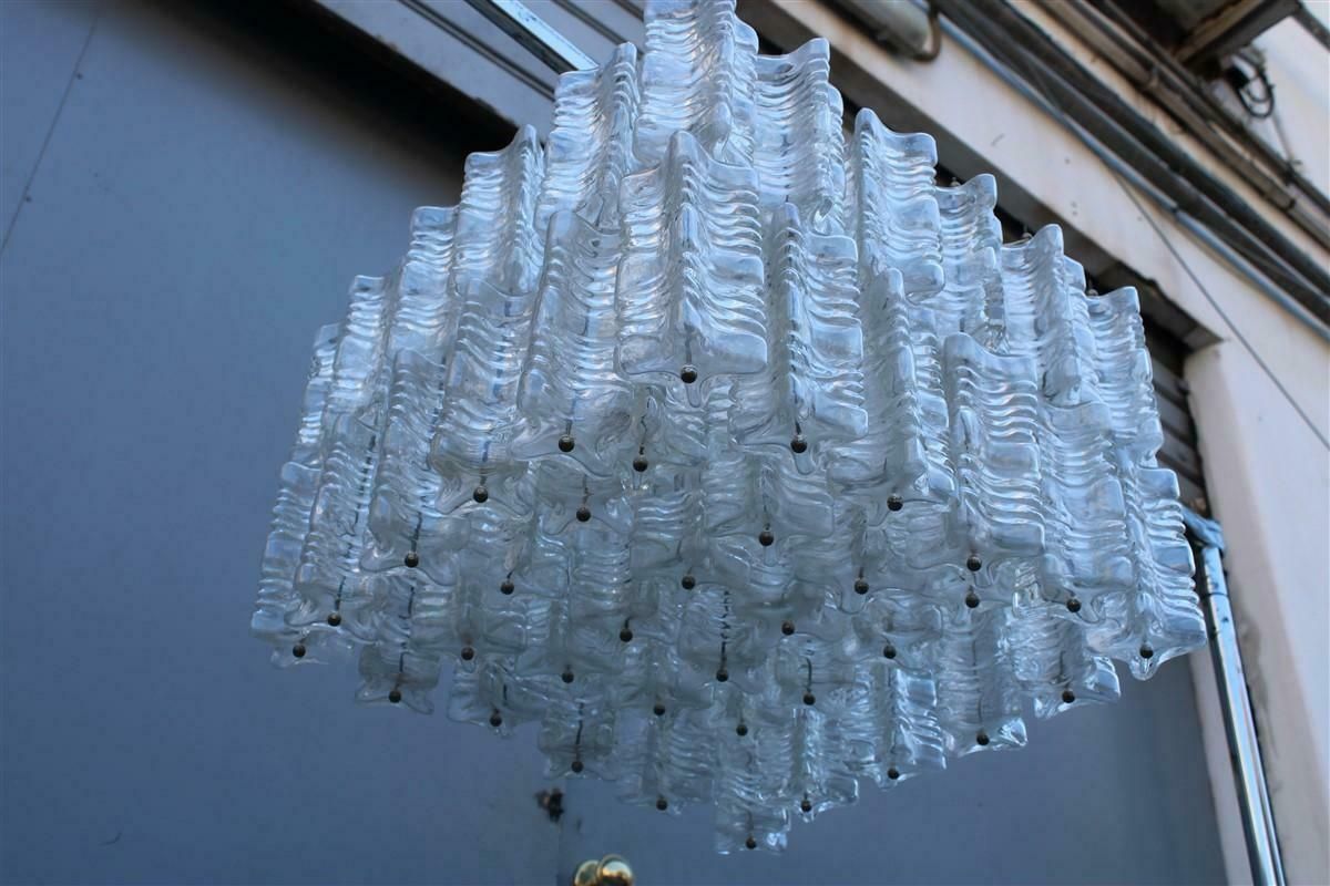 Square Italian Mod Century Venini Chandelier 1960 Minimal Modern Design photo for sale