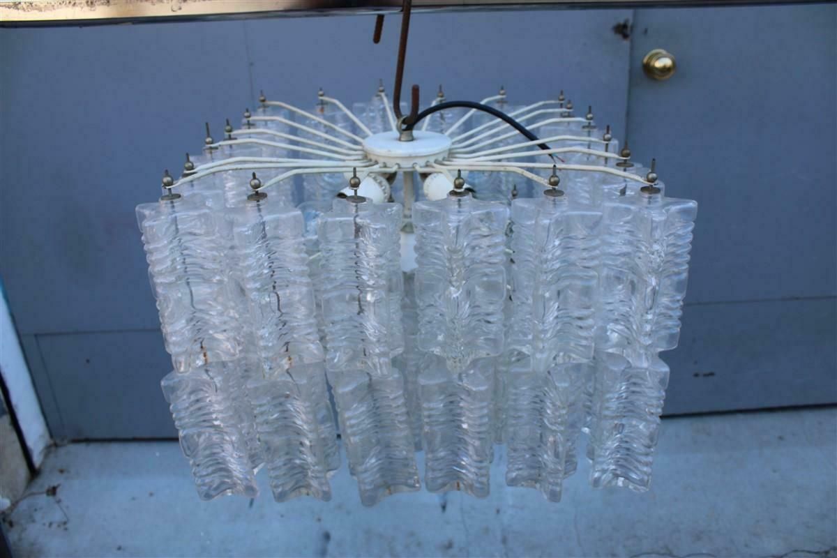 Square Italian Mod Century Venini Chandelier 1960 Minimal Modern Design photo vintage