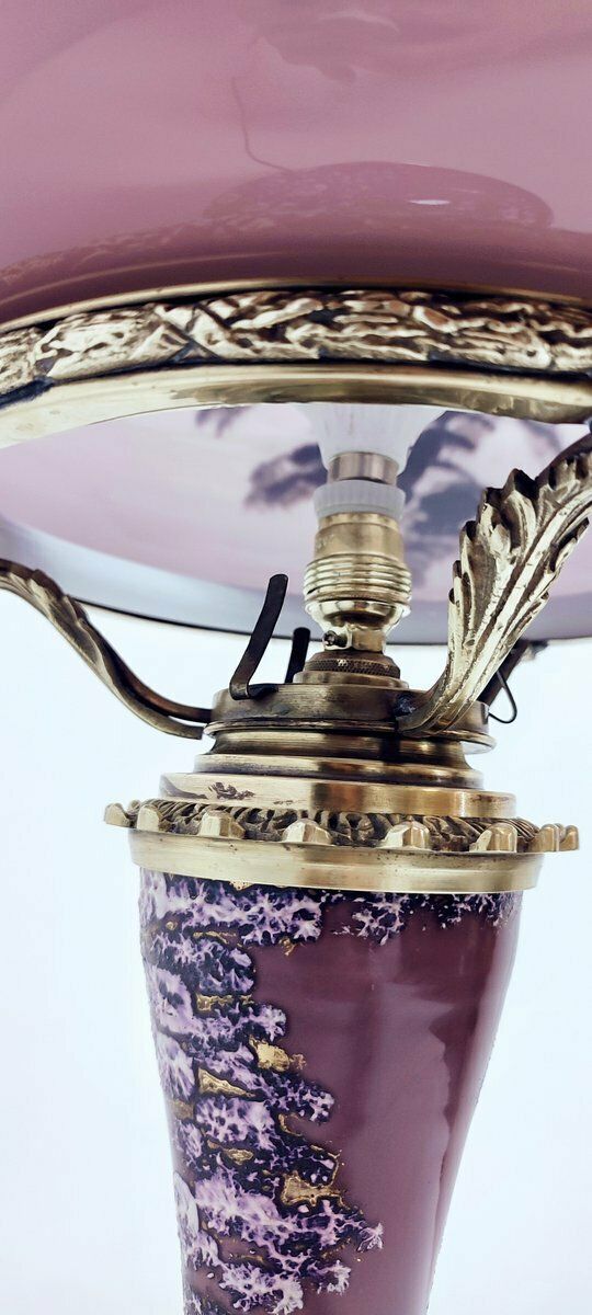 Lighting Bronze And Glass Table Lamp. Spain, 50s photo