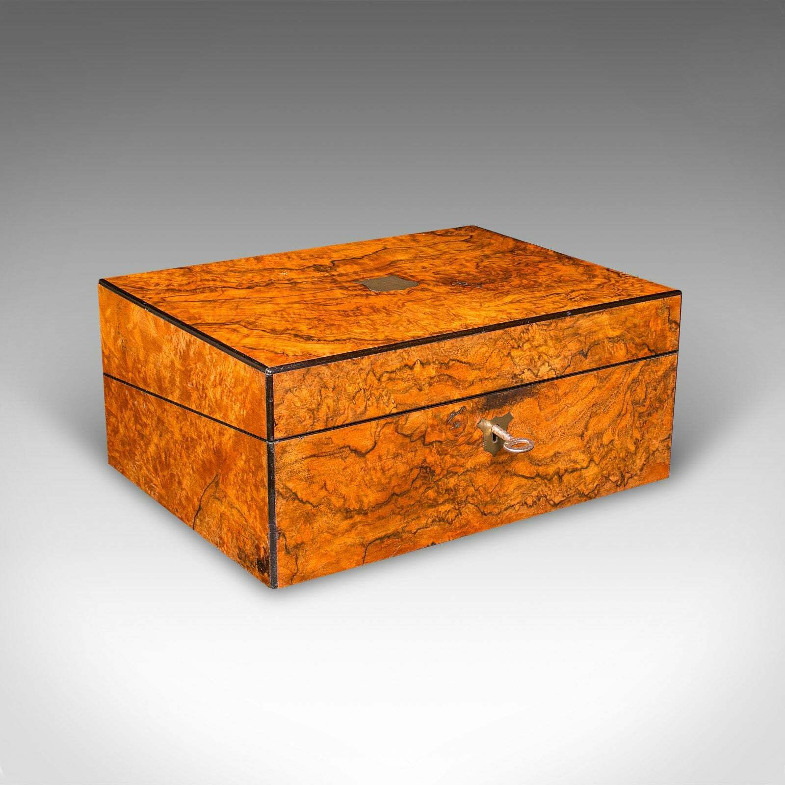 Antique Gentleman's Writing Slope, English, Walnut Correspondence Box, Victorian