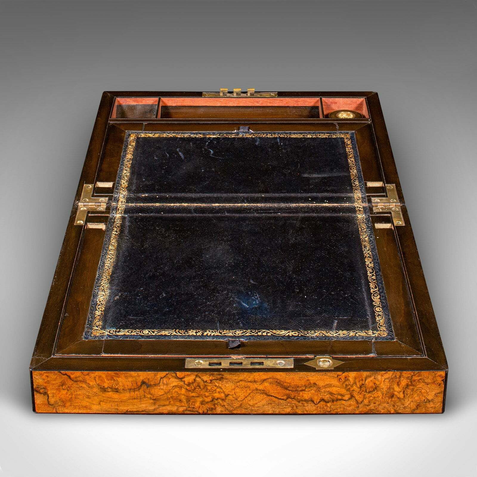 Antique Gentleman's Writing Slope, English, Walnut Correspondence Box, Victorian photo 895.0