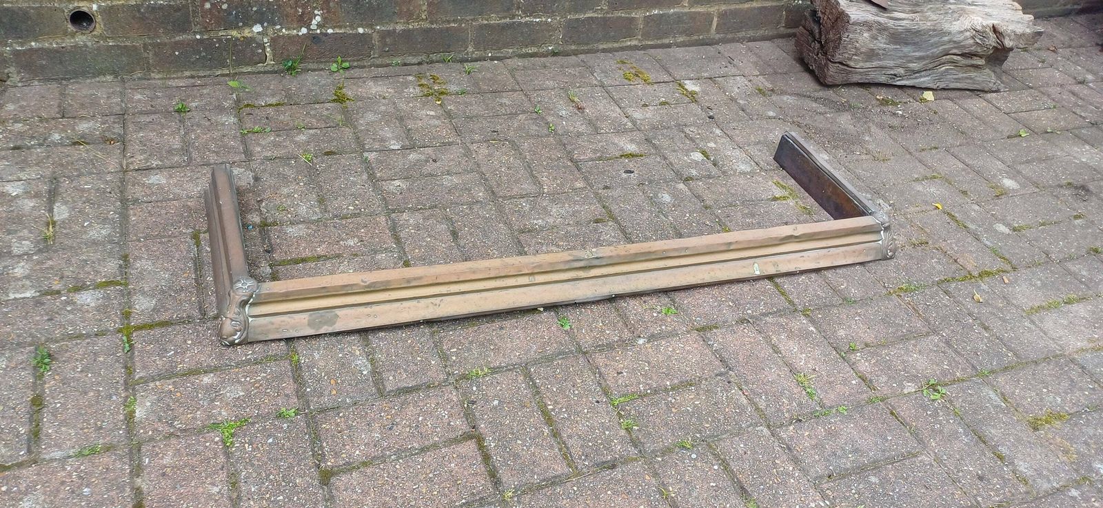 Vintage Age Worn Brass Fender Fire Guard Fireplace. photo for sale