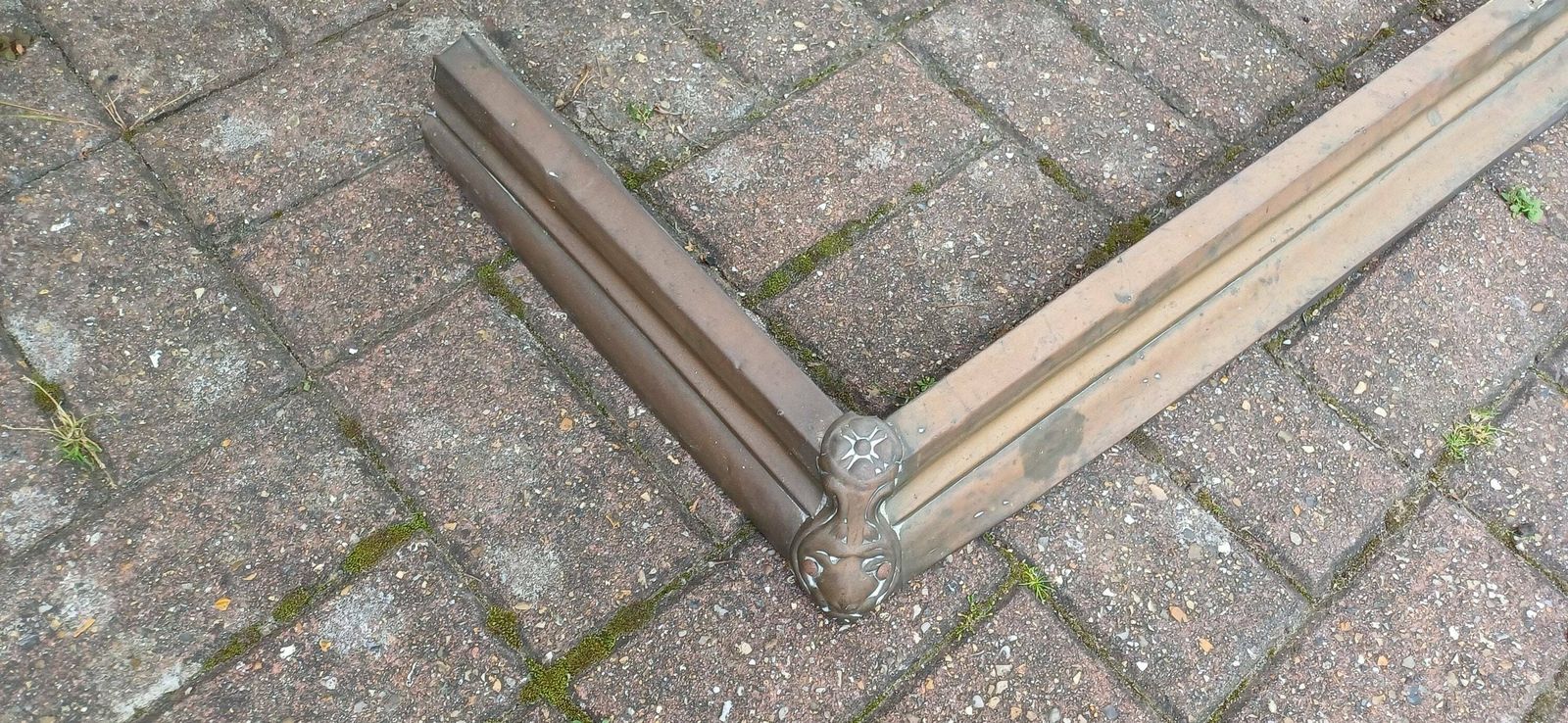 Vintage Age Worn Brass Fender Fire Guard Fireplace. photo vintage