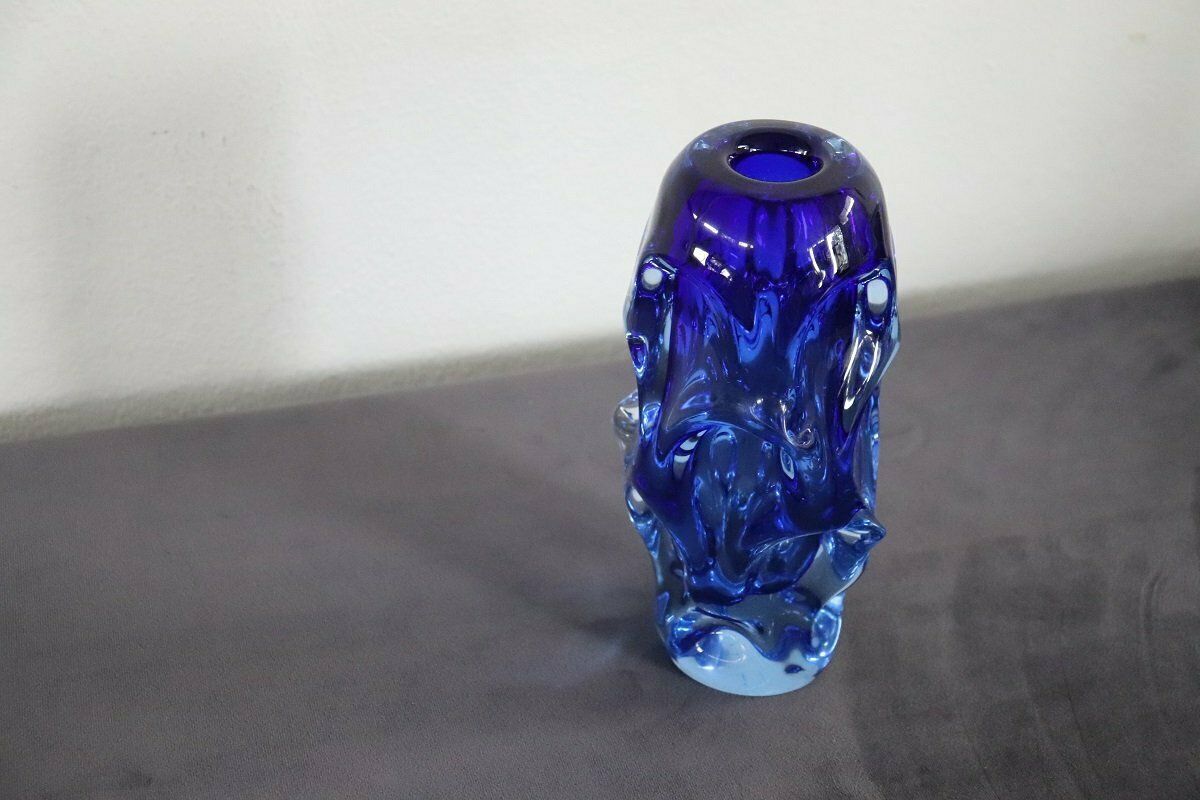 Art Glass Blue Vase In Blown Glass Attributed To Börne Augustsson, 1940s photo furniture