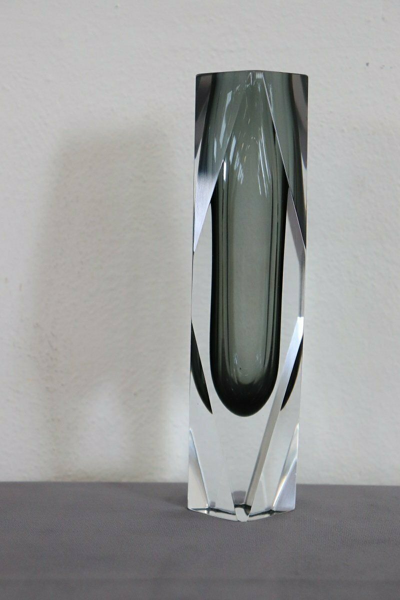 Art Glass Smoked Grey Vase Attributed To Flavio Poli For A. Mandruzzato, 1960s photo furniture