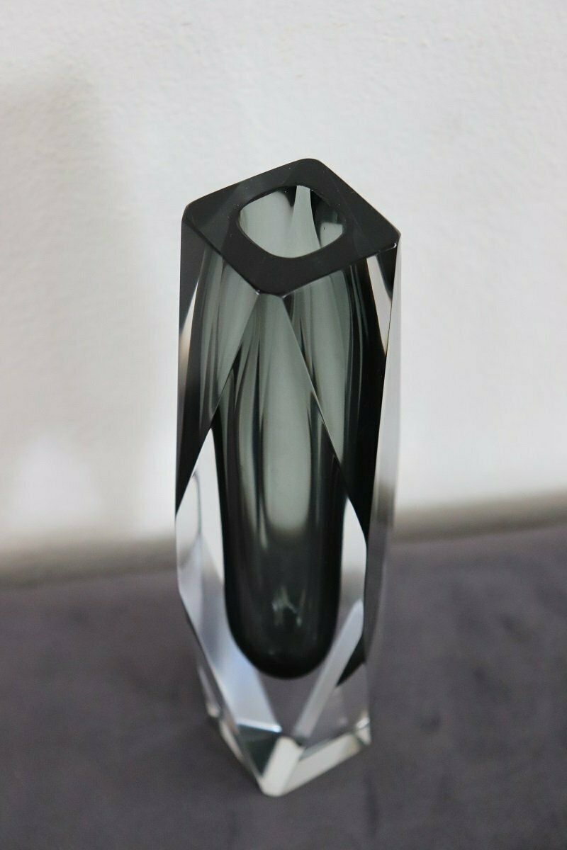 Home Decor Art Glass Smoked Grey Vase Attributed To Flavio Poli For A. Mandruzzato, 1960s photo