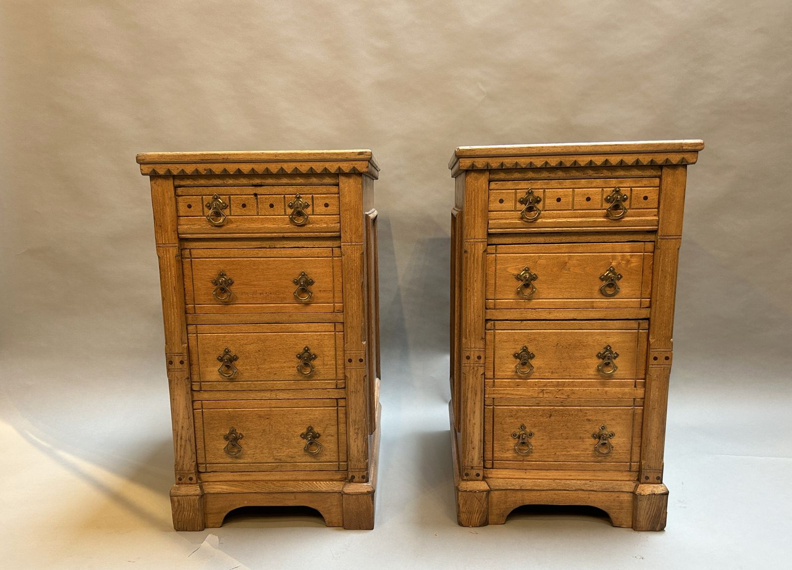 Pair Gothic Bedside Chests Of Drawers photo for sale