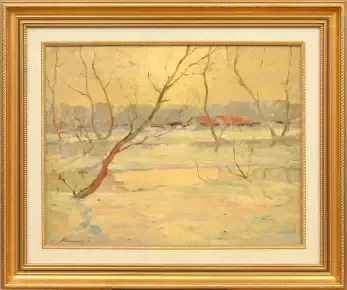 Oil Painting Winter Day By Stanislavs Kreics