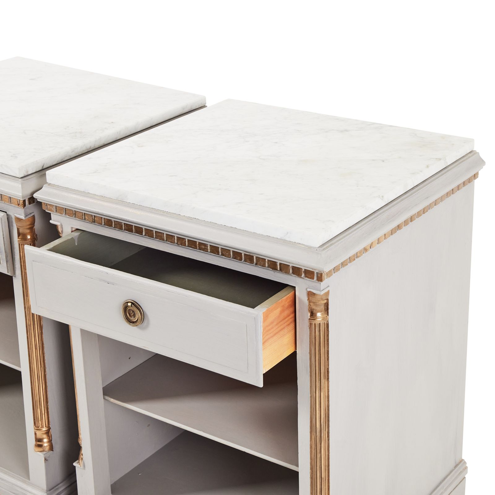Pair Of Gustavian Bedside Table Wuth Marble Top photo furniture
