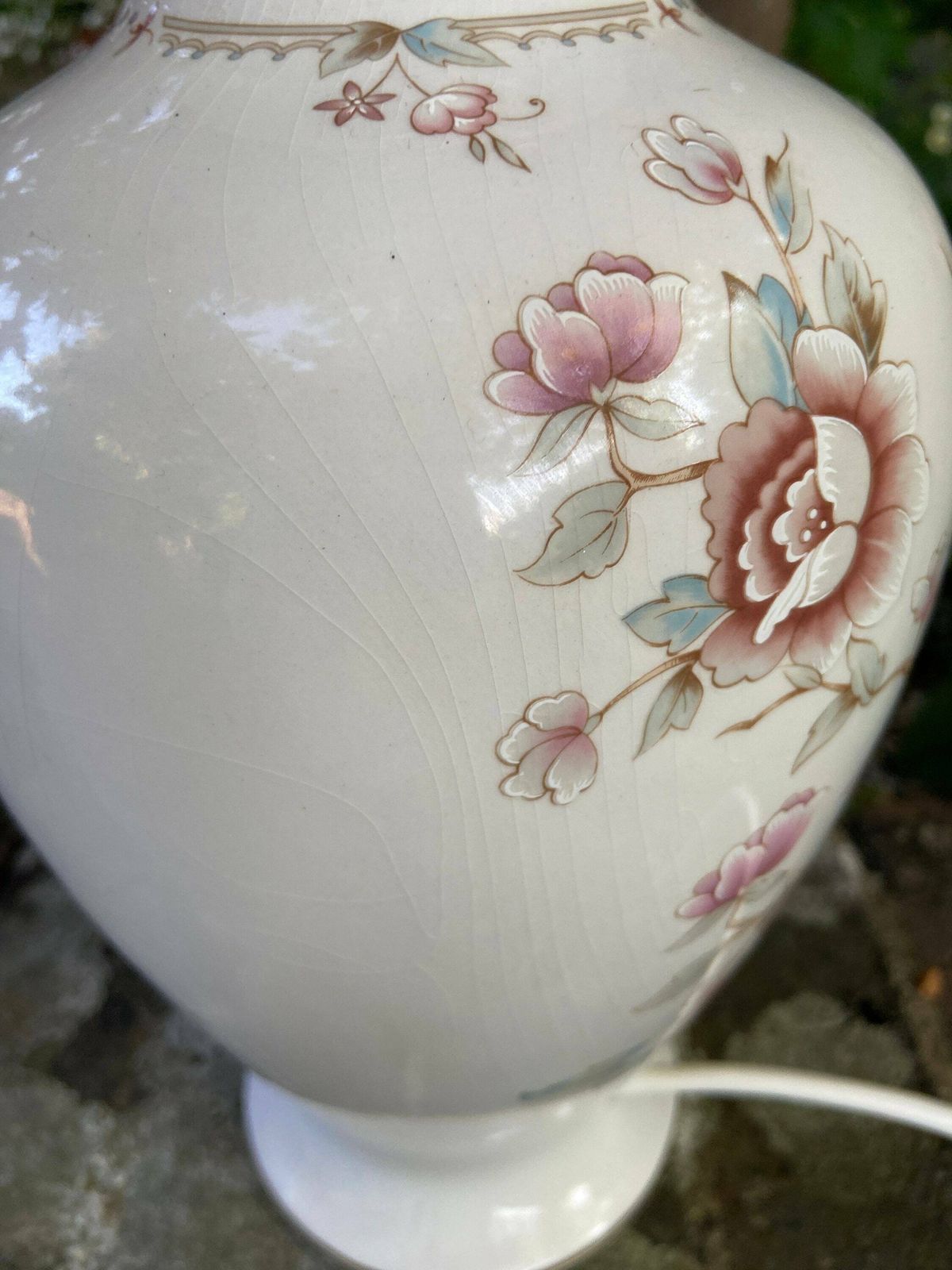 Vintage M&S St Michael's 1980s Ceramic Lamp With Rose And Blossom Detail   Working Condition photo 65.0