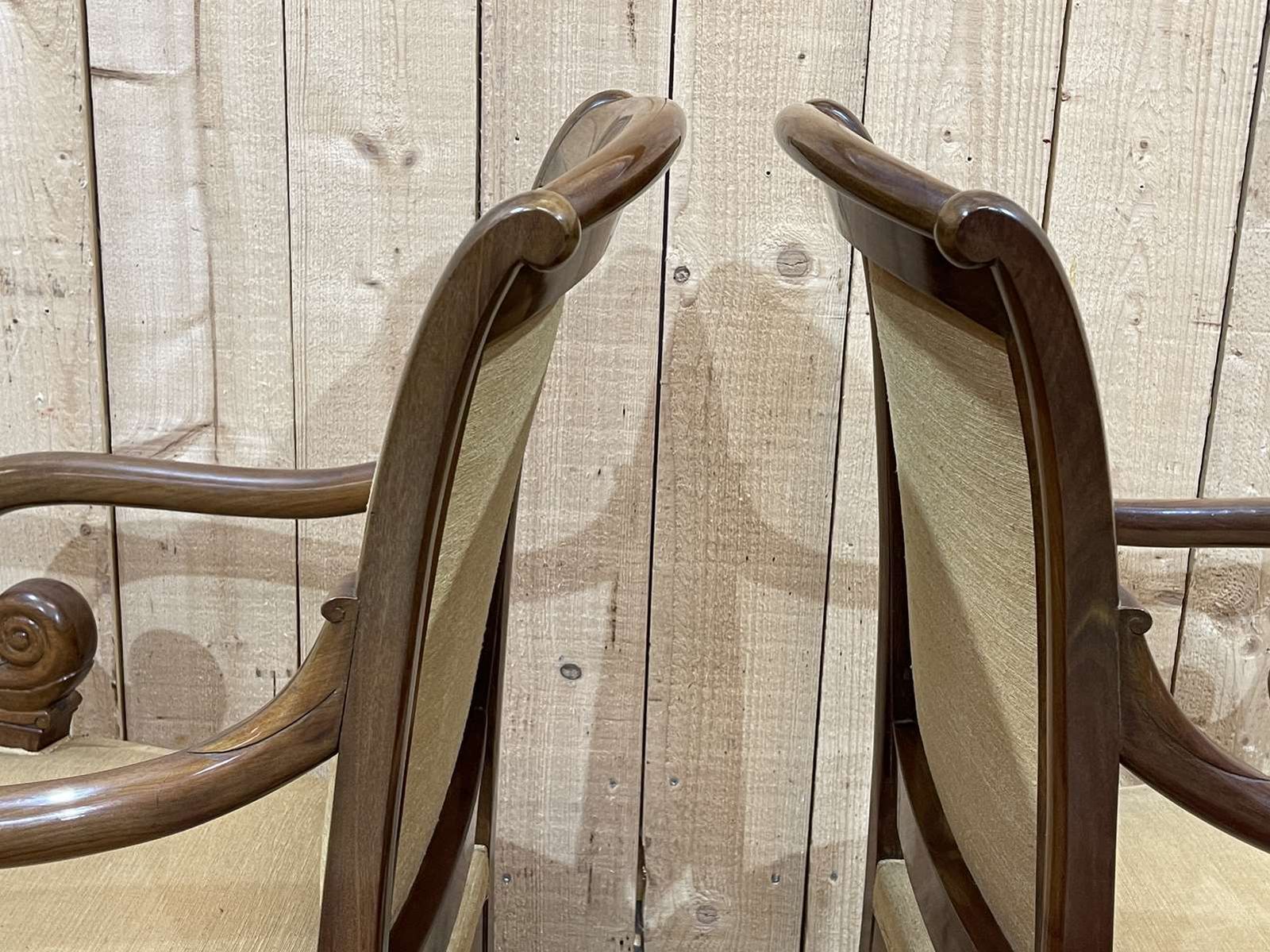 photo vinterior Pair Of Restoration Armchairs In Mahogany From The End Of The 19th Century
