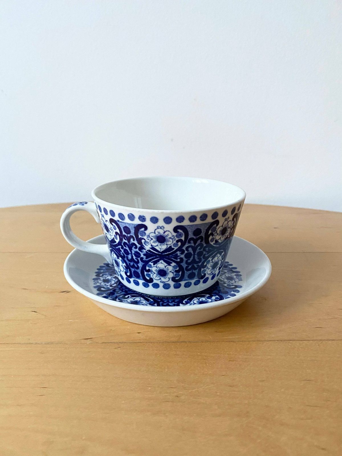 Rare Arabia Finland Blue And White Cup And Saucer, Hand Painted Blue And White photo furniture