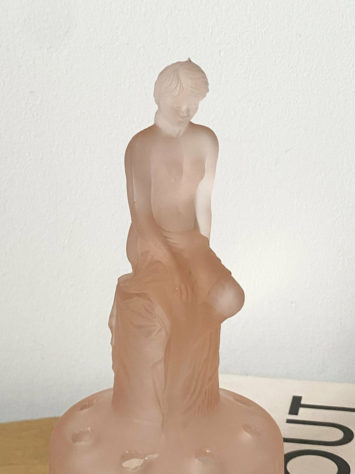 Sowerby Art Deco Pink Glass Seated Nude Lady Figurine ,Glass Frog photo for sale