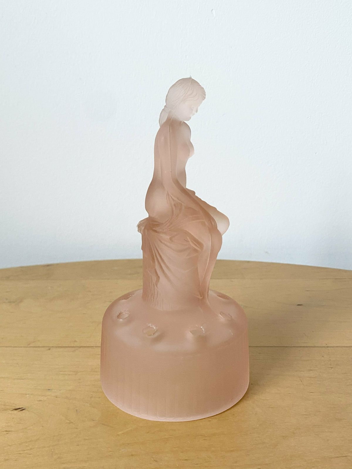 Sowerby Art Deco Pink Glass Seated Nude Lady Figurine ,Glass Frog photo vintage