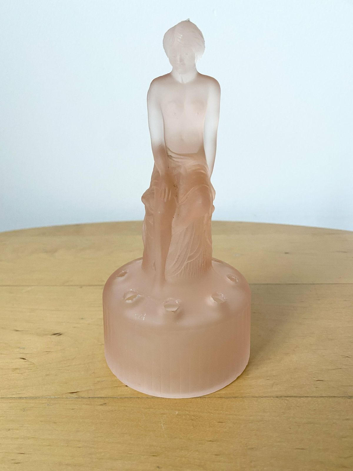 photo furniture Sowerby Art Deco Pink Glass Seated Nude Lady Figurine ,Glass Frog