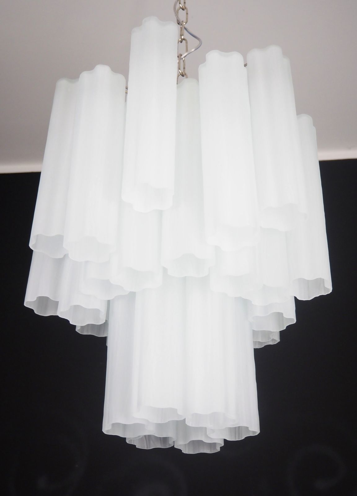 Fantastic Glass Tube Chandelier   30 Etched Glass Tube photo for sale