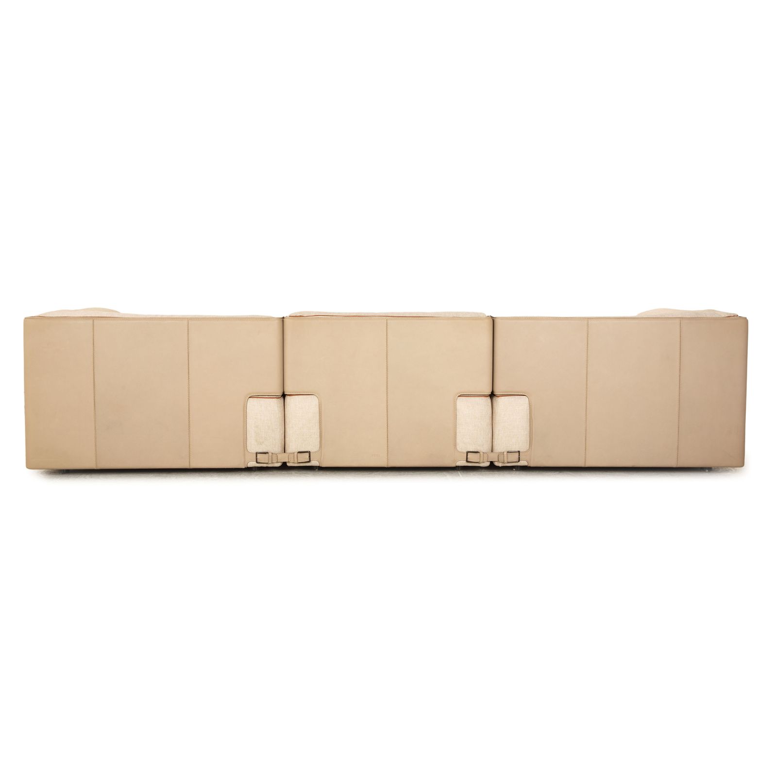 Mobilier Canapé d'angle Fendi Soho Element en tissu et cuir, beige et brun, module méridienne droit, revêtement neuf, par Toan Nguyen photo