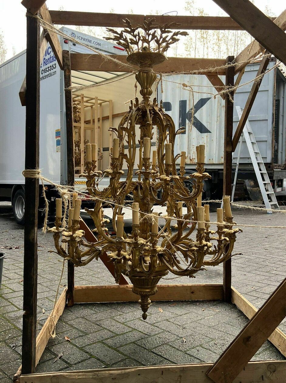 Rare, Solid Bronze, Baroque French Antique Chandelier Light, Disney Movie