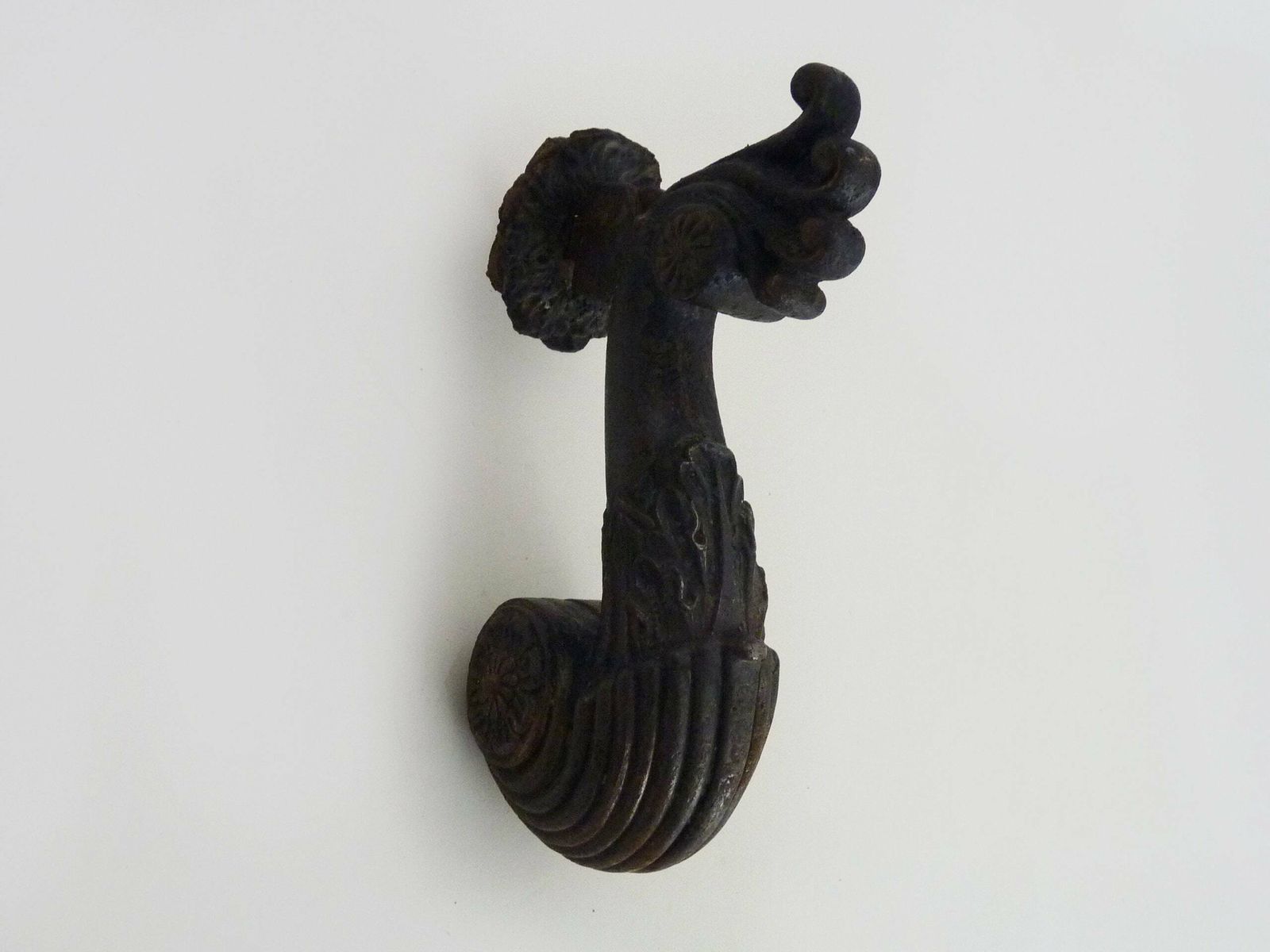 Old Cast Iron Door Knocker In The Shape Of A Hand With Ball. Door Hammer.