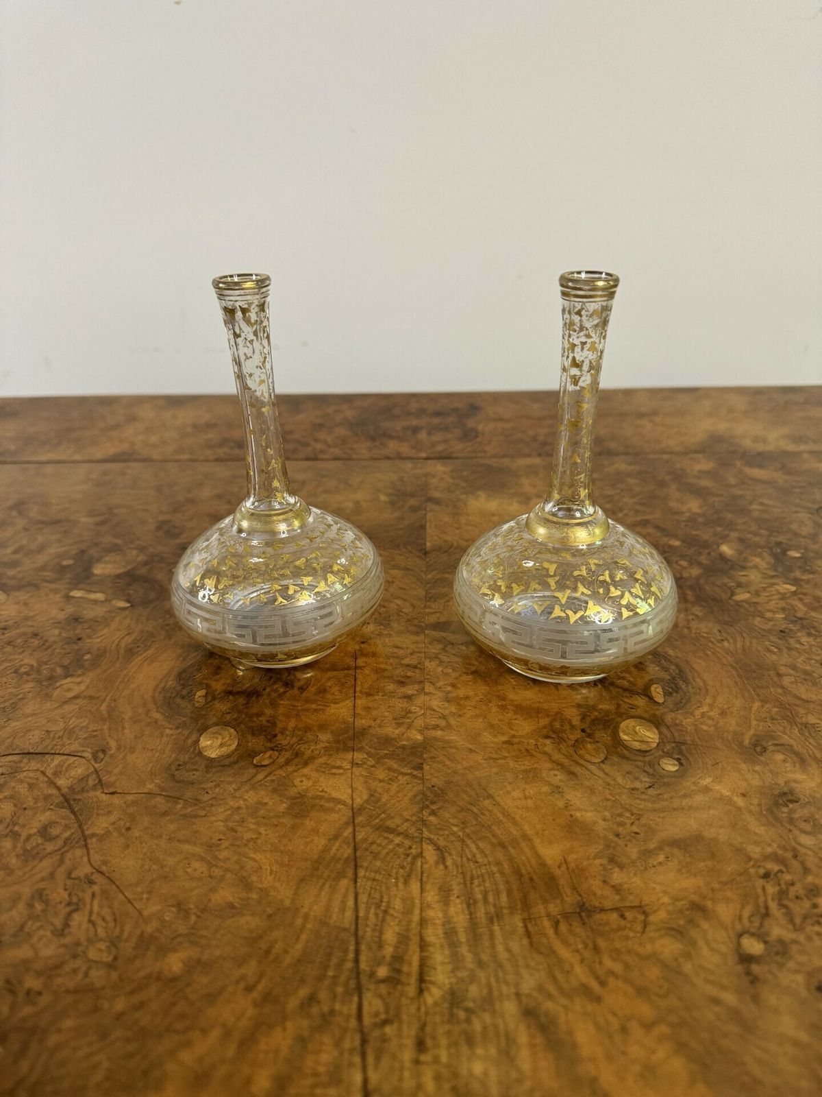 Pretty Pair Of French Antique Gilt Decorated Bottles photo Home Decor