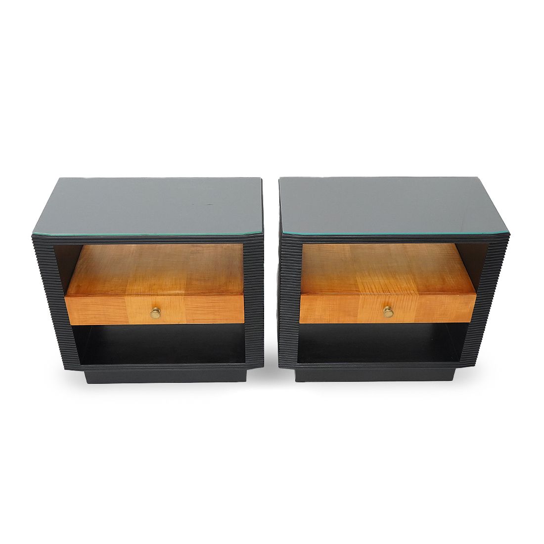 Furniture Pair Of Art Deco Bedside Tables, 1930s photo