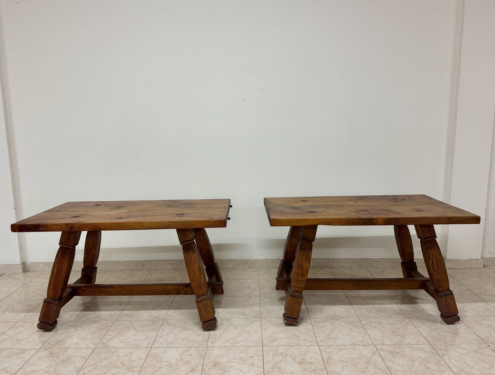 Pair Of Italian Brutalist Hall Side Tables photo for sale