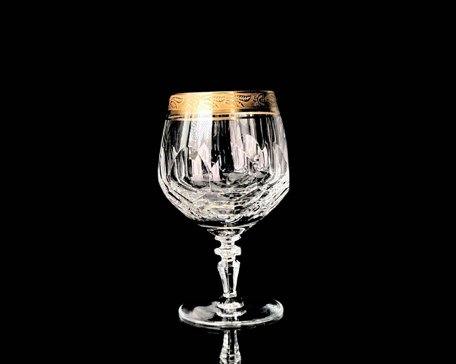 Crystal Cognac Glasses Gold | 2pcs | Balloon | Theresienthal Ca 1950s photo Home Decor