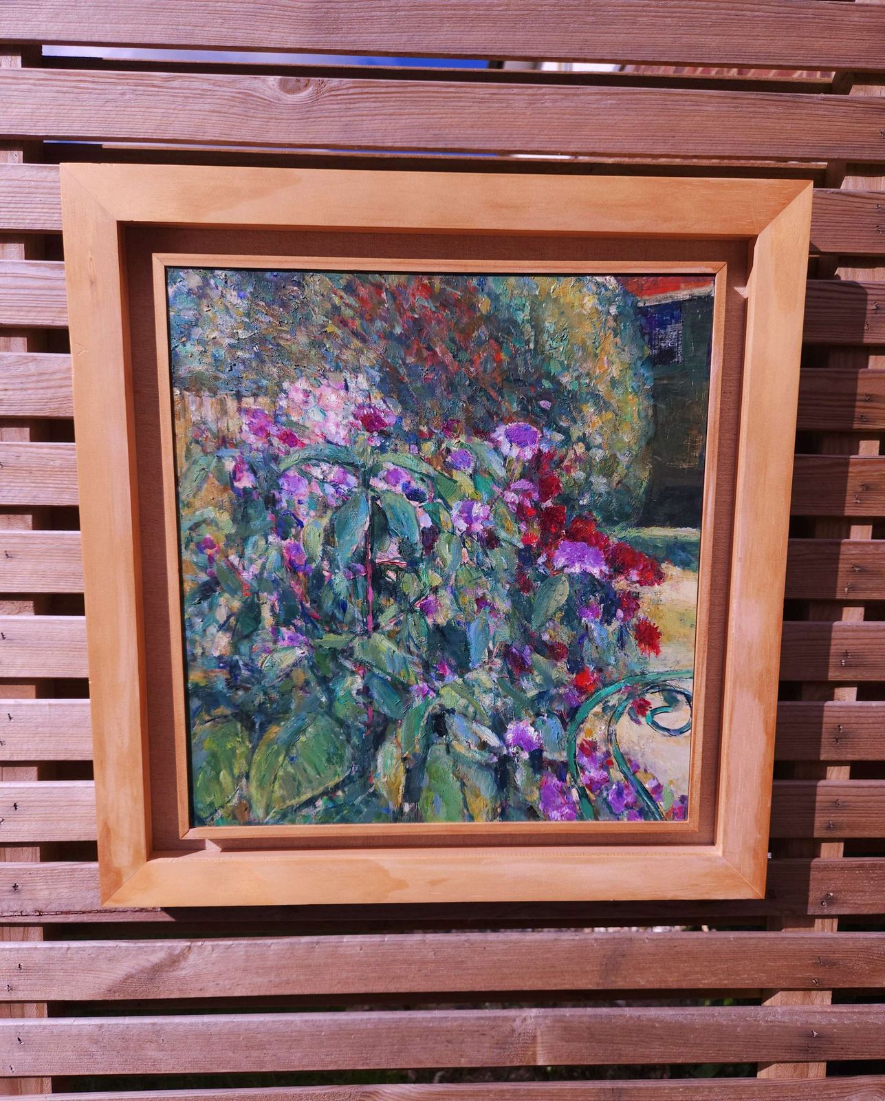 Framed Oil On Board Of Colourful Summer Garden By Suffolk Artist John Sergeant photo Art