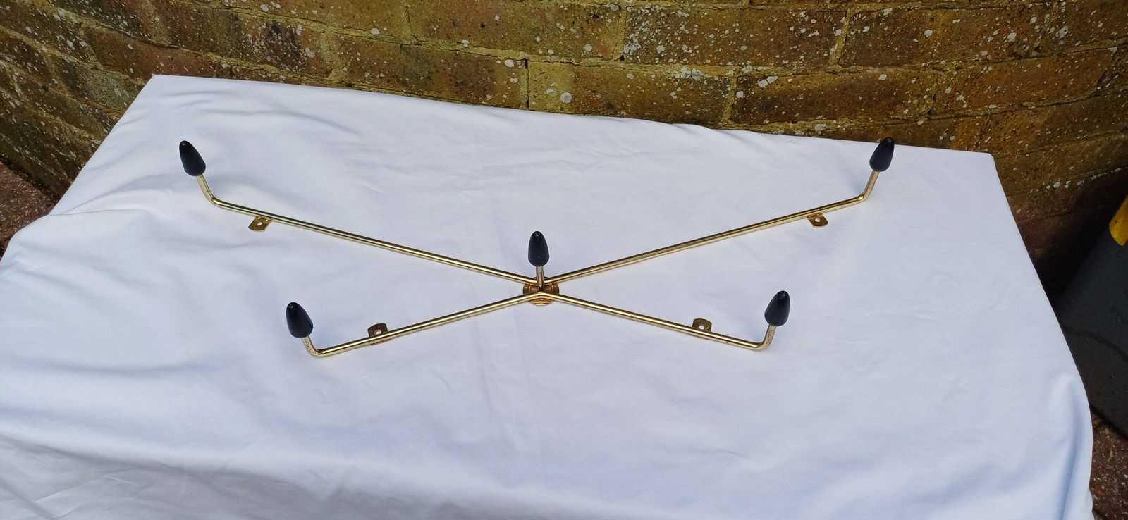 Vintage Retro 60s Coat Hooks Metal And Plastic Gold And Black. photo 59.0