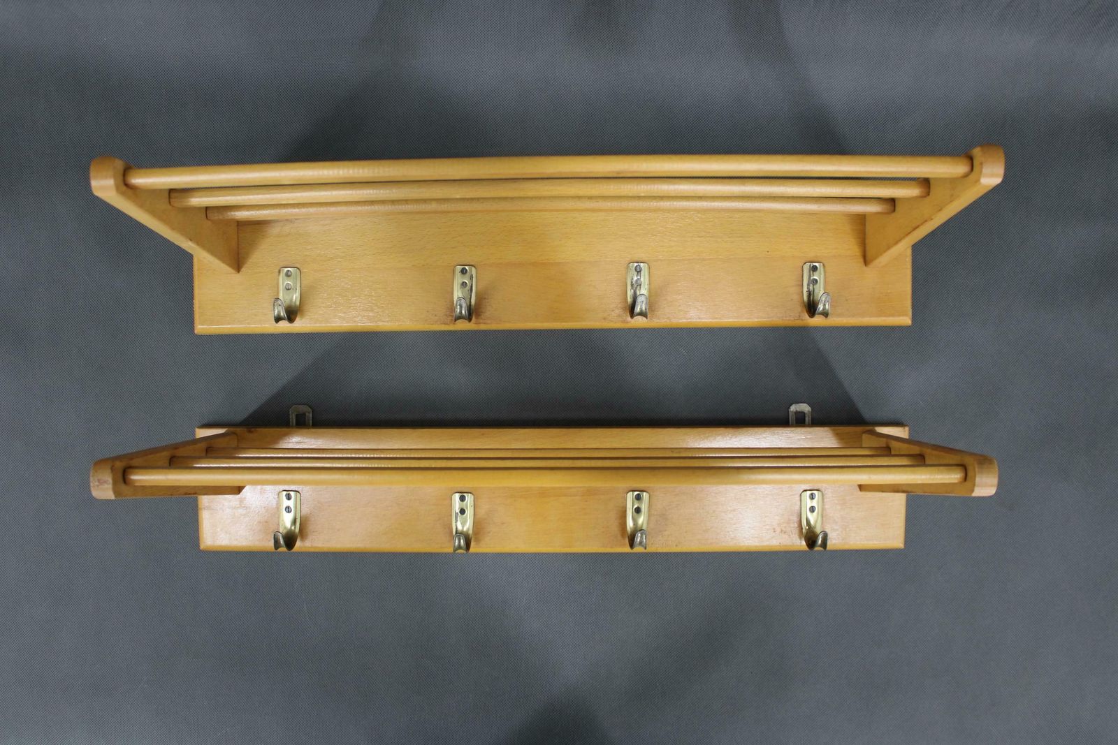1960s Pair Of Mid Century Wooden Wall Hangers, Czechoslovakia photo furniture
