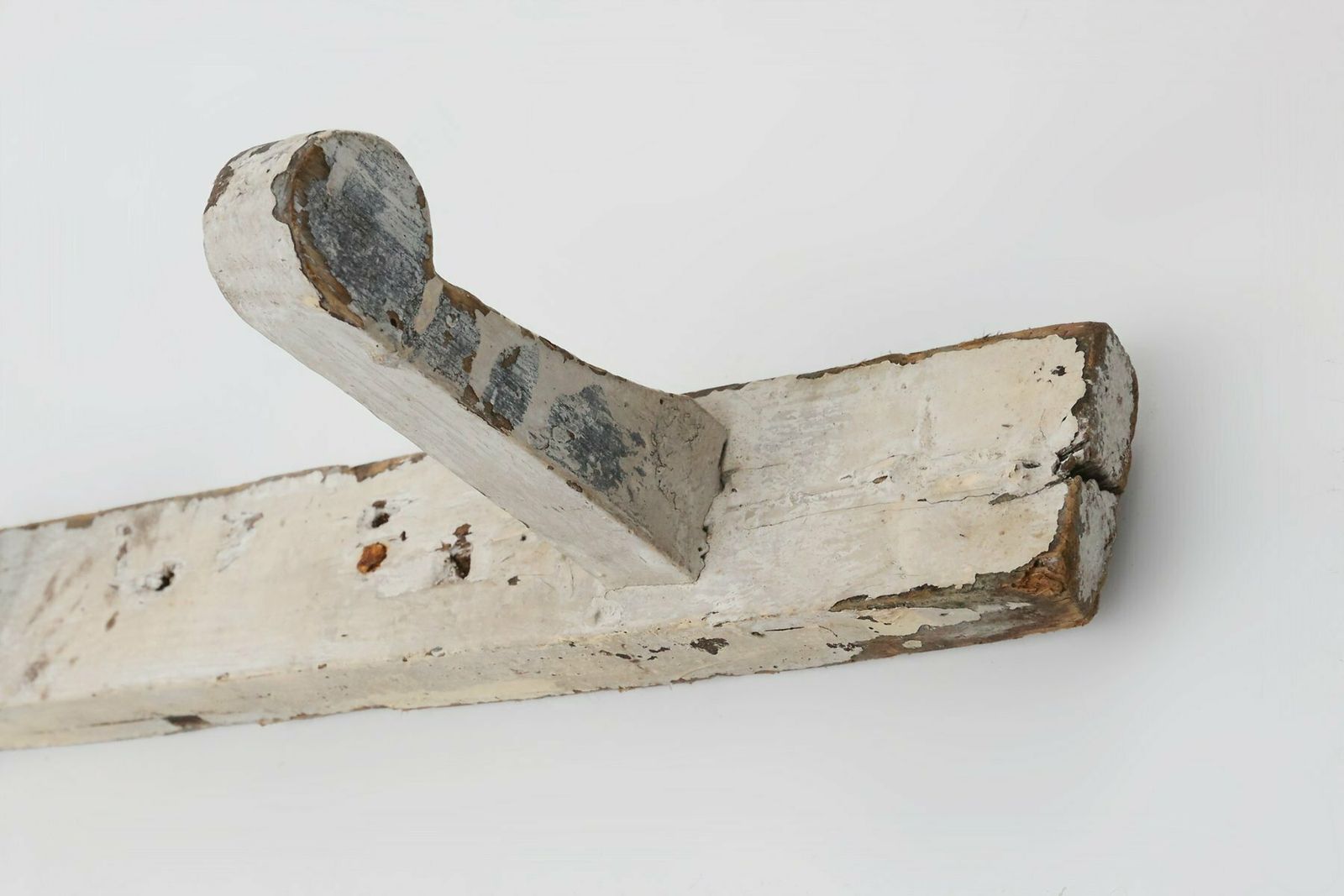 Industrial White Wall Mounted Coat Rack In Wood, Belgium, 1920s photo vinterior