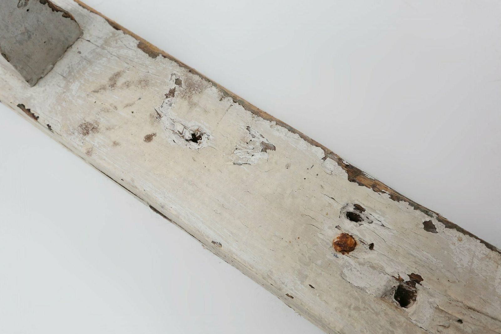 photo furniture Industrial White Wall Mounted Coat Rack In Wood, Belgium, 1920s