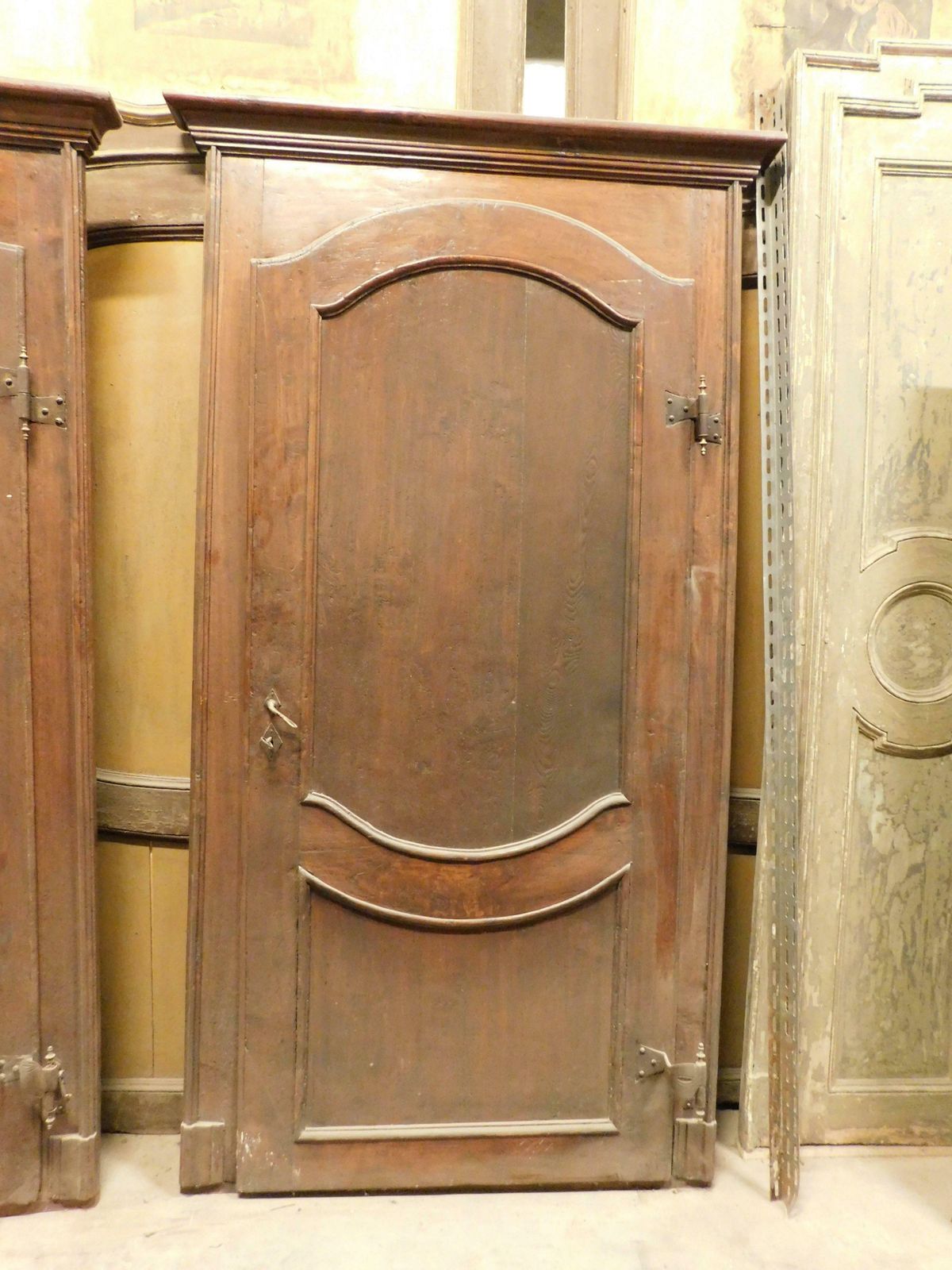 Set Of 2 Old Carved Poplar Wood Doors With Frame, Italy photo Home Fixtures