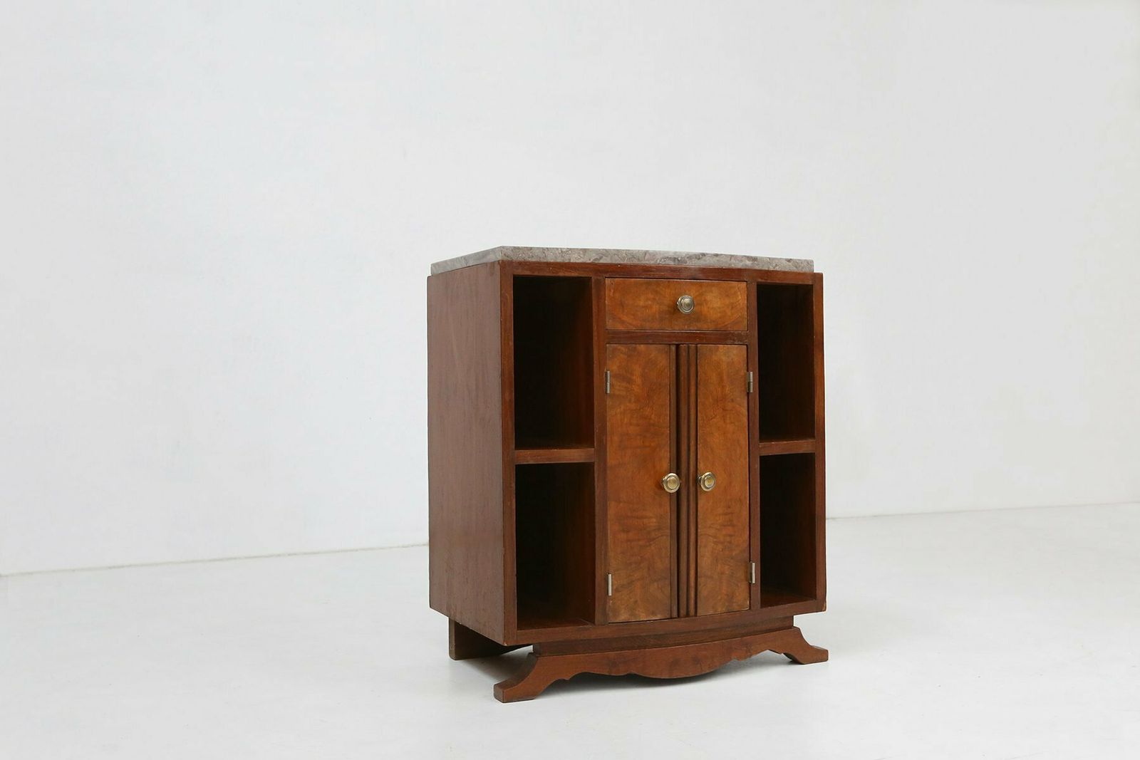 Art Deco Cabinet In Wood With Marble Top, France, 1930s photo 662.0