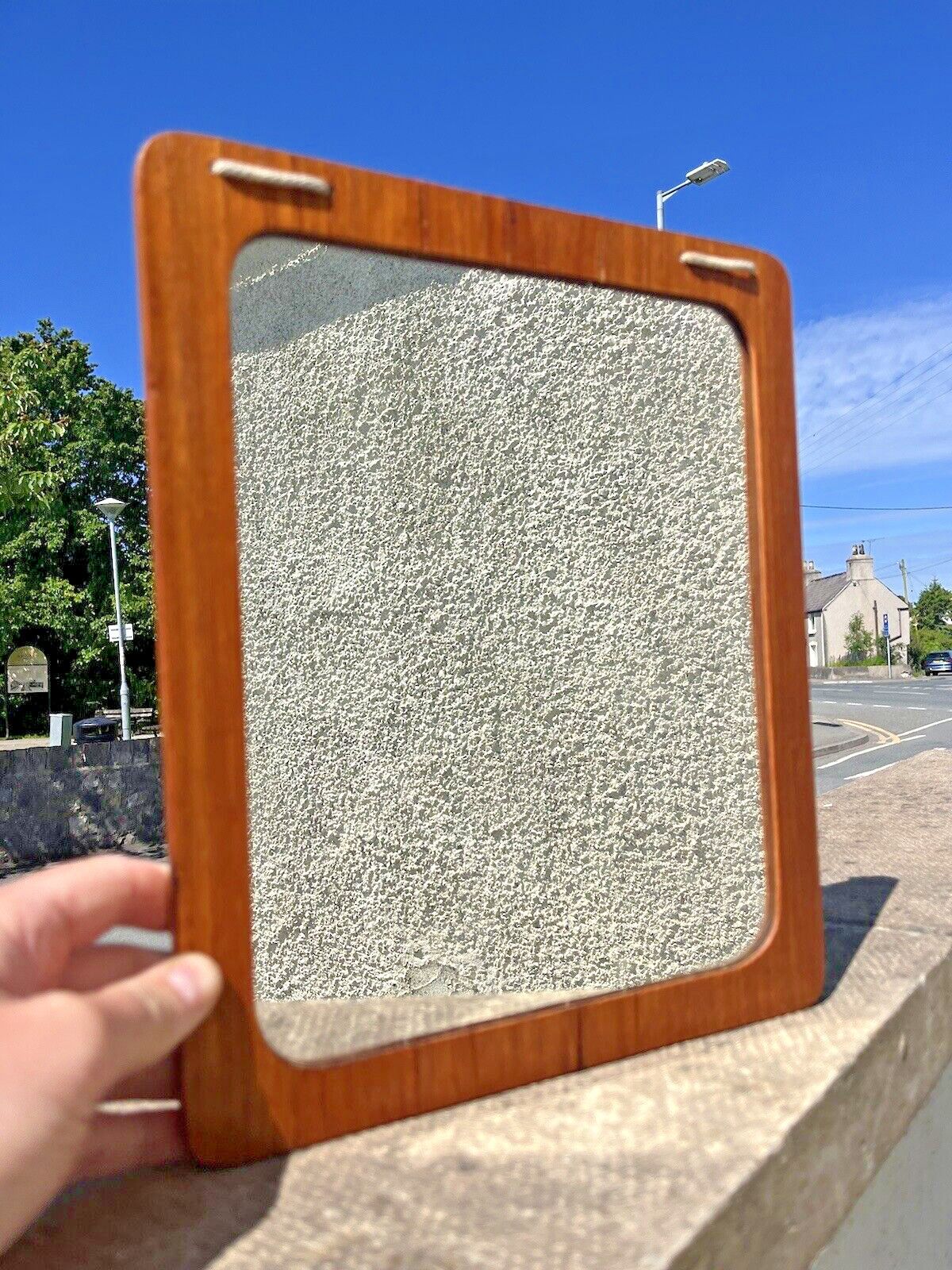 Mid Century Modern Swedish Sowe Konst Sovestad Teak 60's Wall Mirror Scandi Mcm