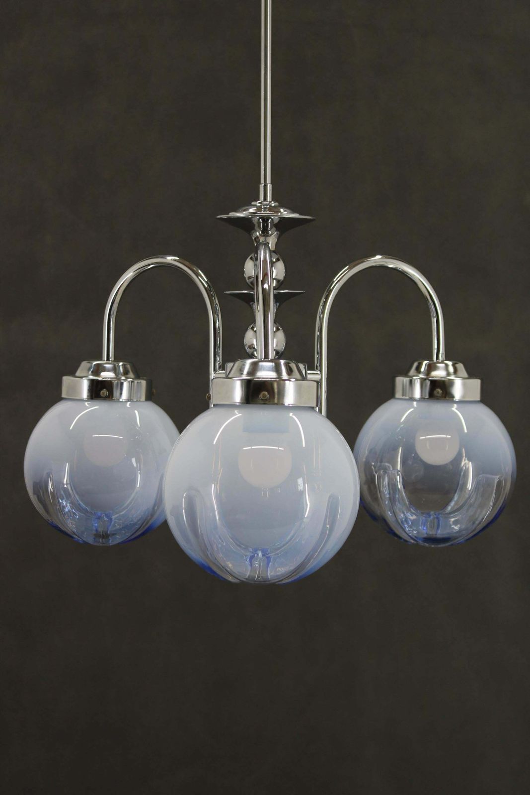 1960s Chrome Plated Chandelier With Murano Glass, Italy photo Lighting