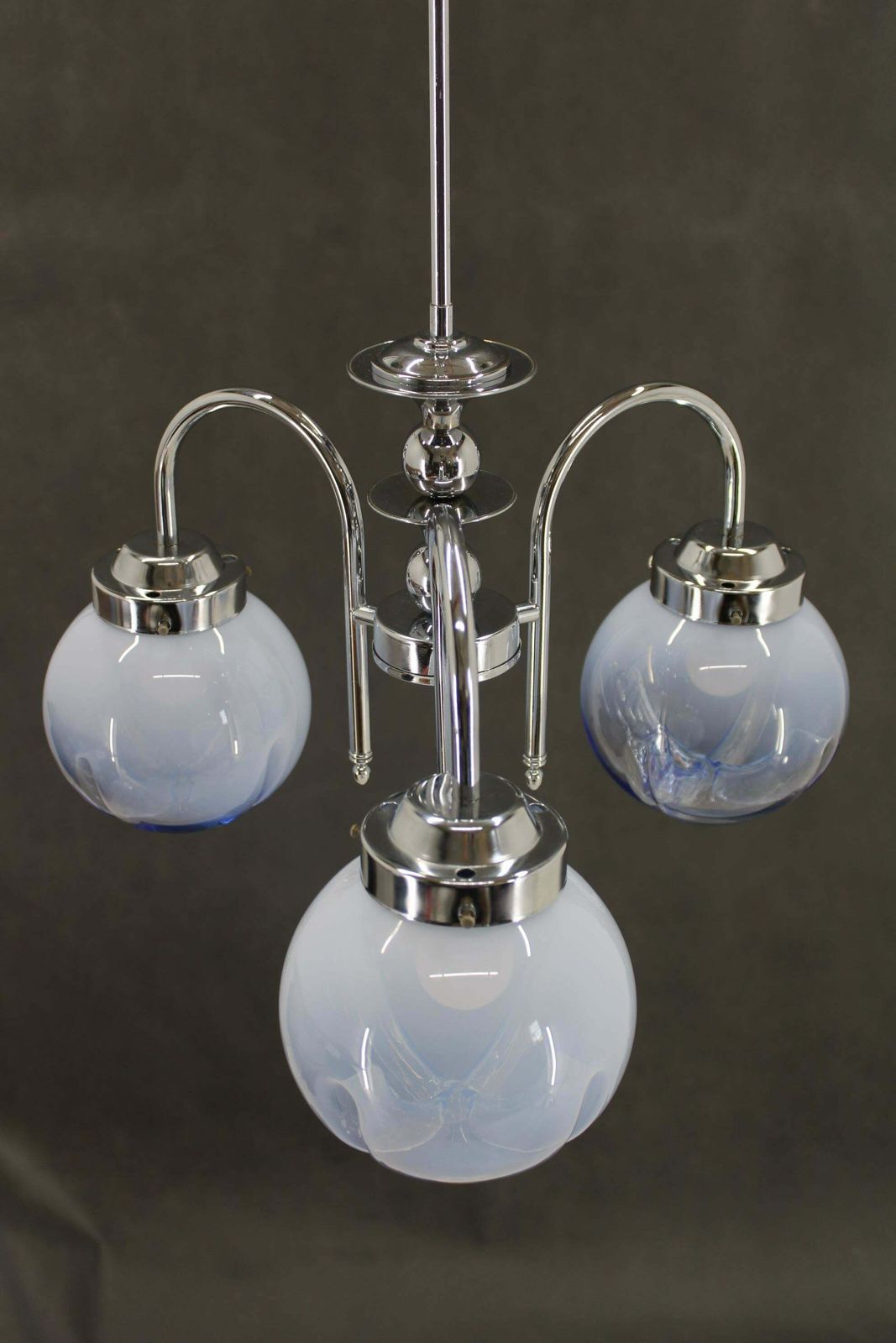 1960s Chrome Plated Chandelier With Murano Glass, Italy photo 586.0
