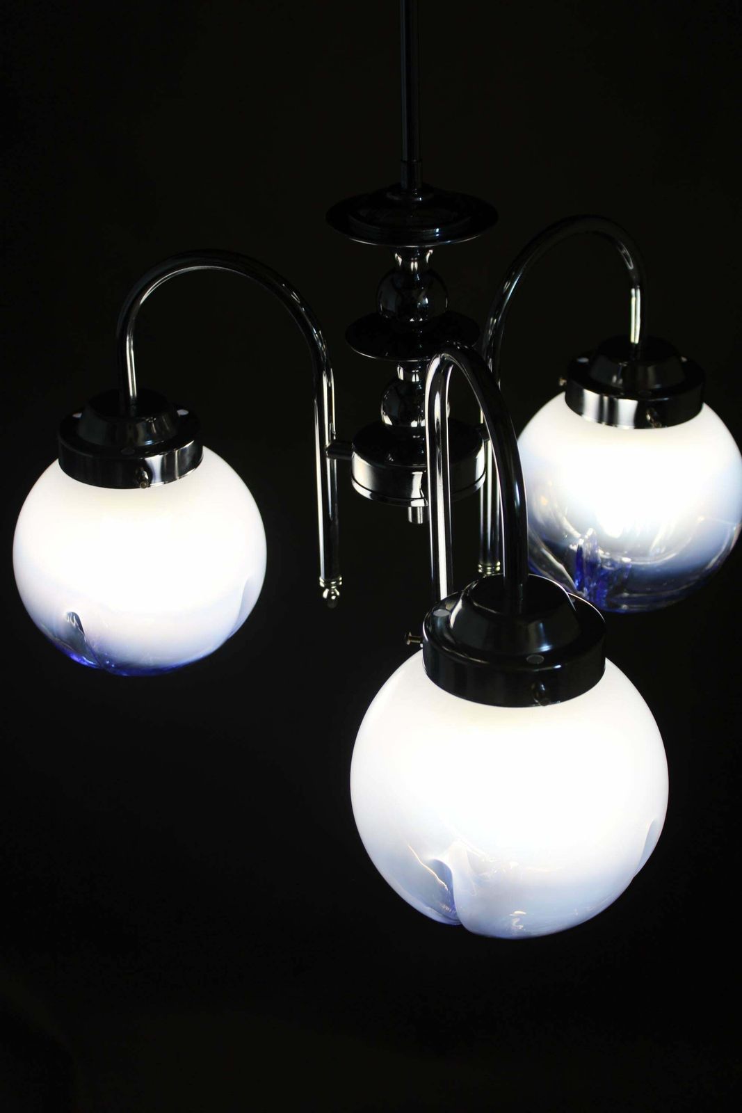 Lighting 1960s Chrome Plated Chandelier With Murano Glass, Italy photo