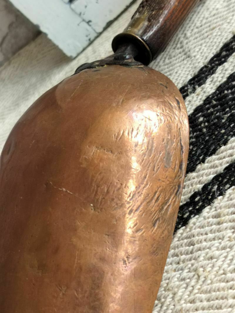 Antique French Copper Scoop With Wooden Handle photo 75.0
