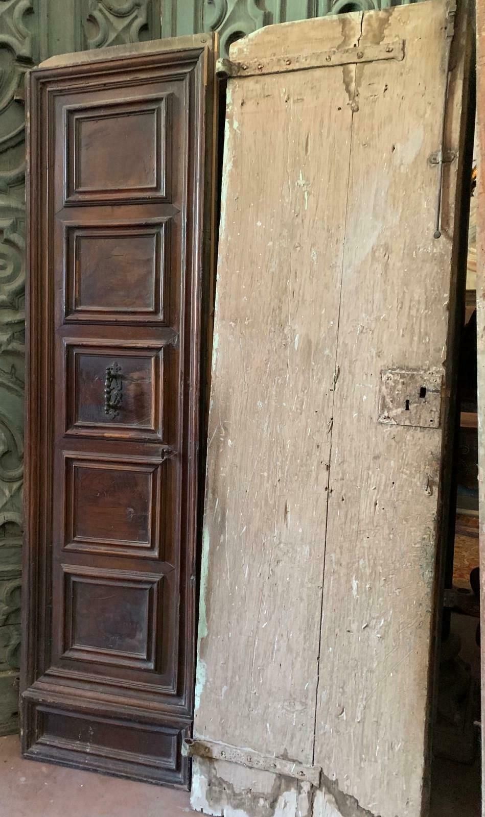 Double Wing Entrance Door, Veneered In Walnut Wood, Tuscany (Italy) photo for sale