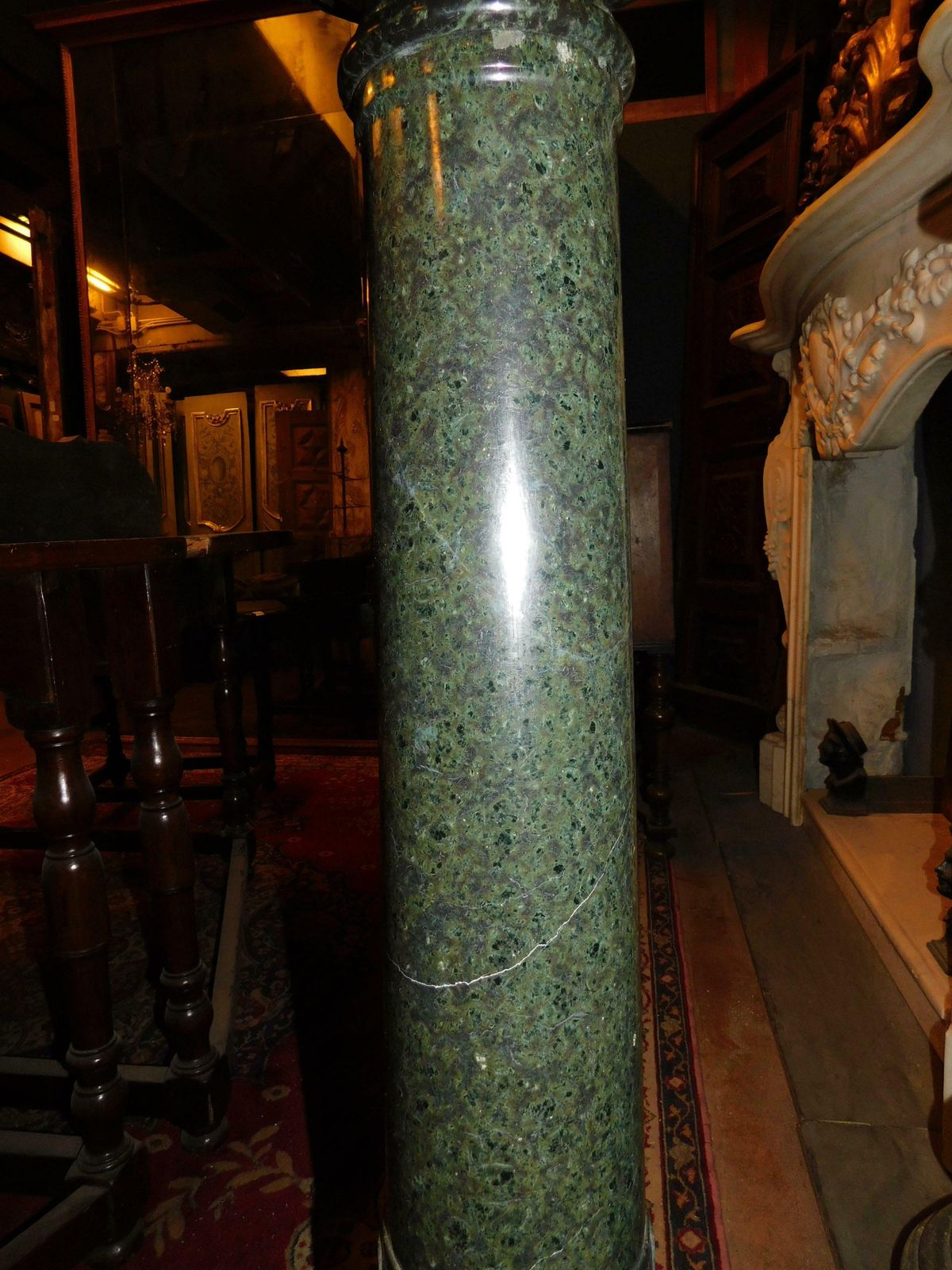 Column, Statue Holder, Carved In Verde Alpi Marble, Italy photo buy