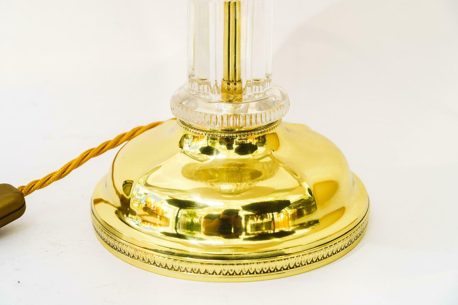 Big Art Deco Glass Rod Table Lamp With Fabric Shade Vienna Around 1920s photo 646.0