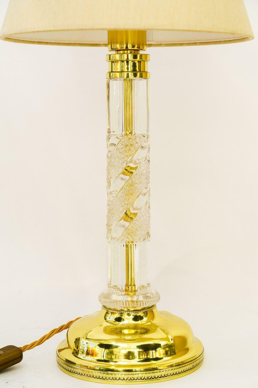 Big Art Deco Glass Rod Table Lamp With Fabric Shade Vienna Around 1920s photo vinterior