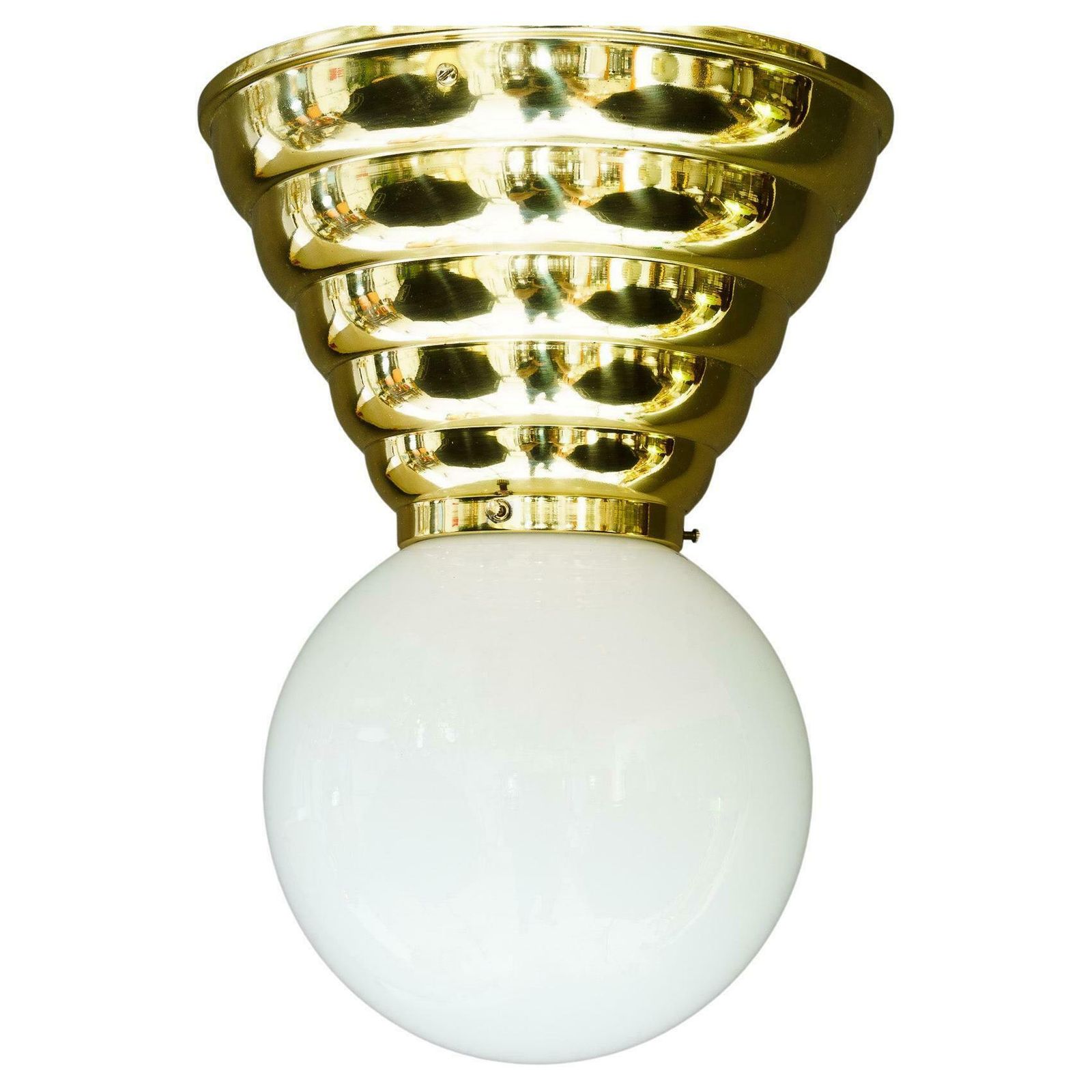 Art Deco Ceiling Lamp With Opal Glass Shade Vienna Around 1920s