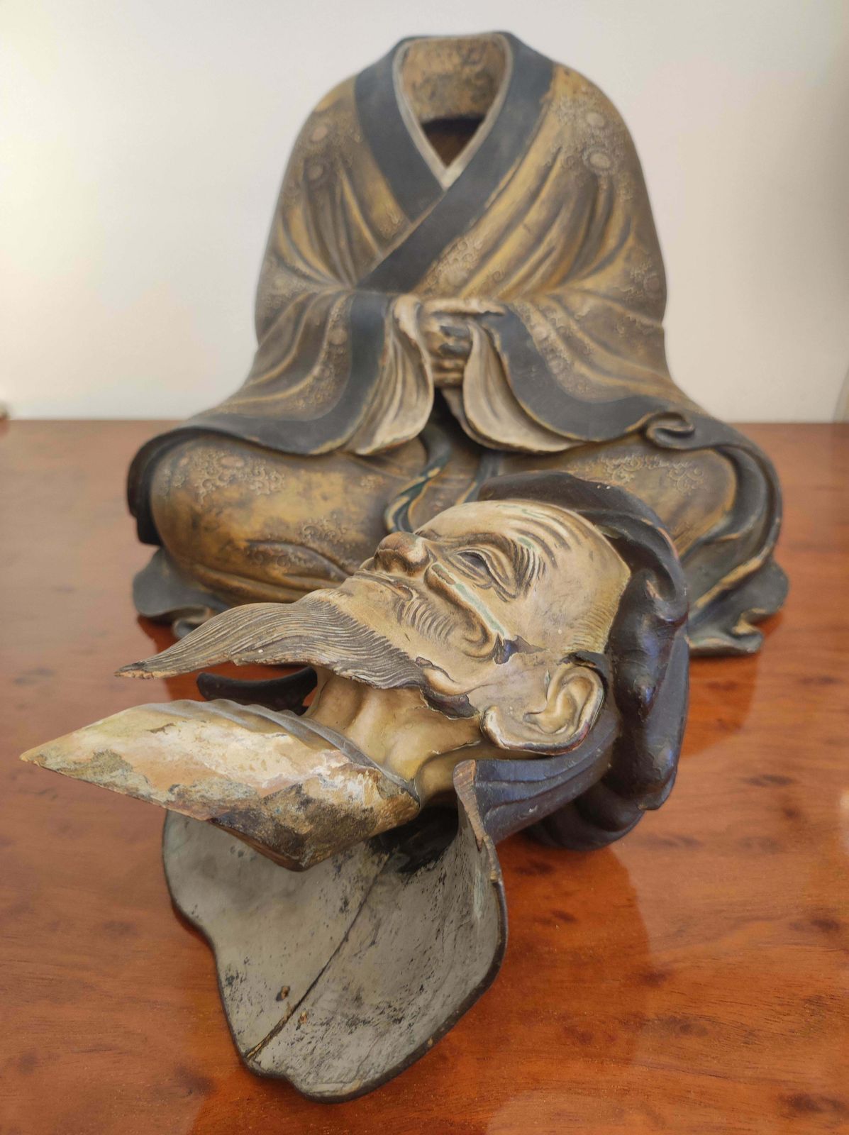 Japanese Old Man Statue, Tenmei Era, Dated 1781 photo vintage