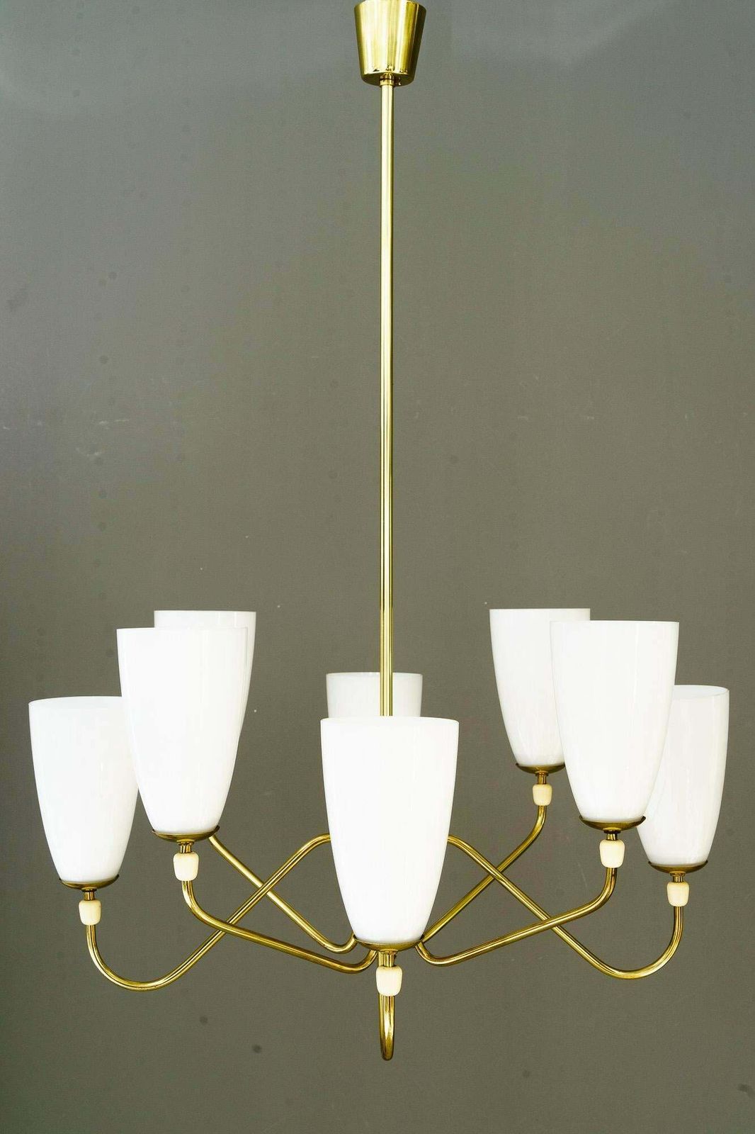 8 Light Rupert Nikoll Chandelier Vienna Around 1960s photo Lighting