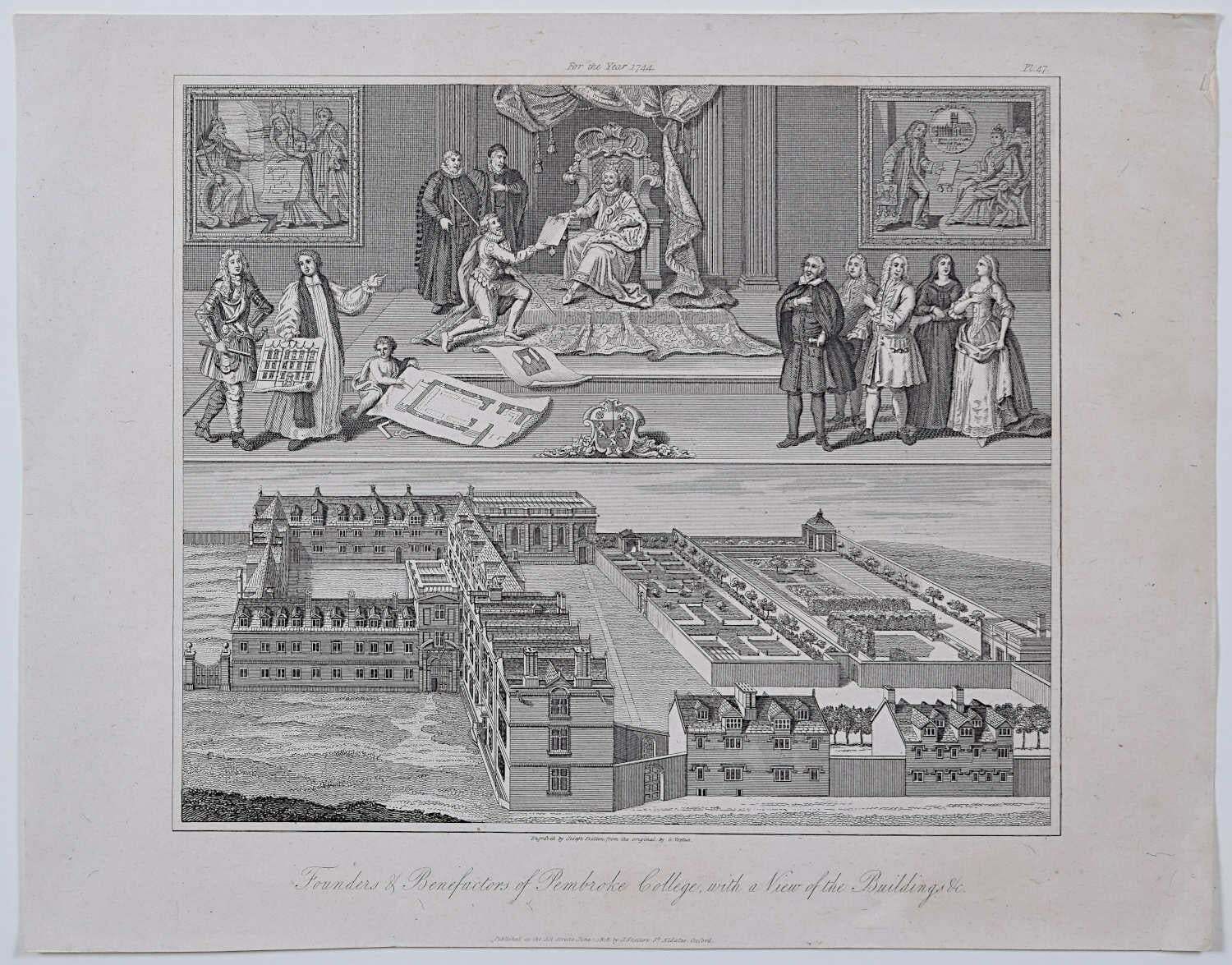 Joseph Skelton Pembroke College, Oxford Engraving By Joseph Skelton After G Vertue 1818 photo furniture