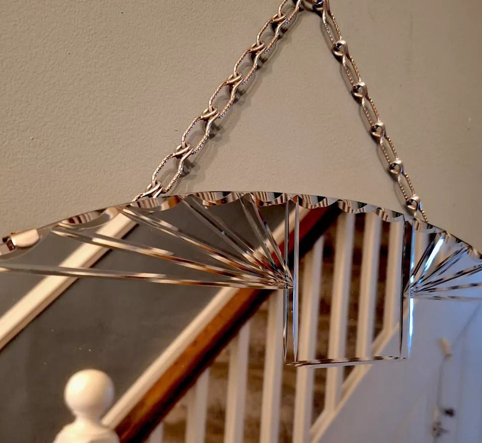 Art Deco Bevelled Edge Frameless Wall Mirror Lovely Raised & Engraved Details photo Home Decor
